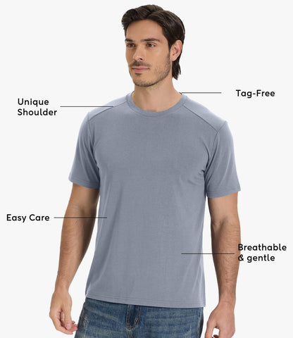 HOTBAMBOO COOL Men's T-Shirts Short Sleeve Heavyweight Crew Neck T Shirt for Men Moisture Wicking Casual Tees