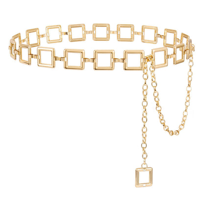 HOTWHIPPY Metal Waist Chain Belt Women Adjustable Body Link Belts Ladies Fashion Chain for Jeans Dress