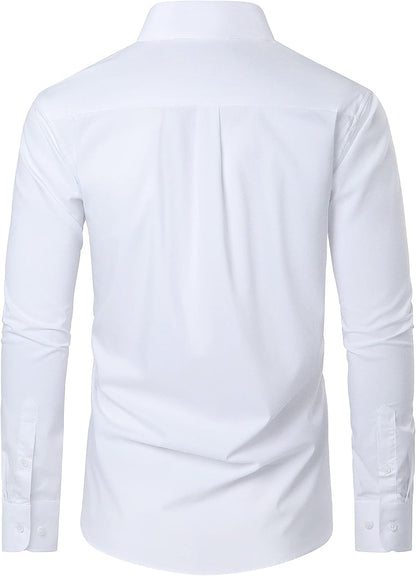 HOTLion Nardo Cotton Mens Dress Shirts Long Sleeve Wrinkle Free Business Casual Button Down Shirts Formal Shirts Big and Tall