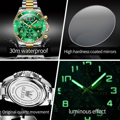 HOTOLEVS Watches Men Waterproof Luxury Big Face Mens Watch Stainless Steel Day Date Quartz Analog Dress Watches for Men Luminous Reloj para Hombres (Green/Blue/Black/Gold)