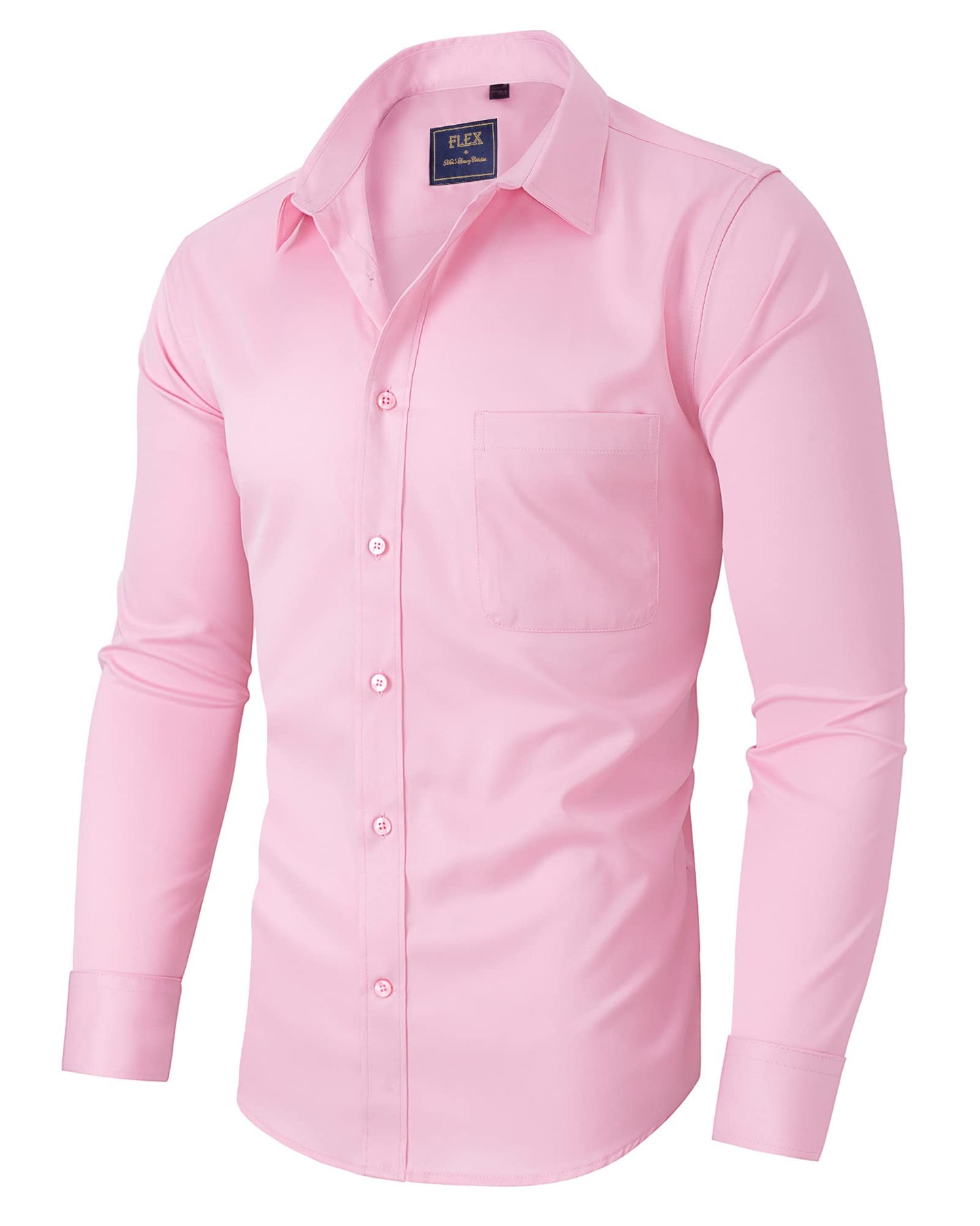 HOTAlimens & Gentle Men's Dress Shirts Long Sleeve Wrinkle-Free Stretch Shirts Solid Formal Button Down Shirt with Pocket