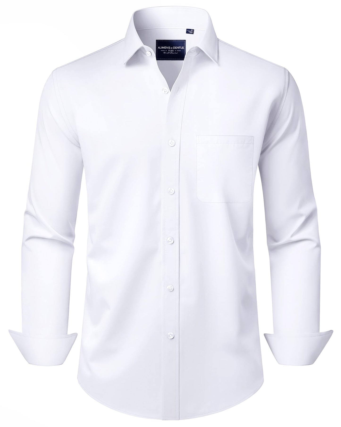 HOTAlimens & Gentle Men's Dress Shirts Long Sleeve Wrinkle-Free Stretch Shirts Solid Formal Button Down Shirt with Pocket