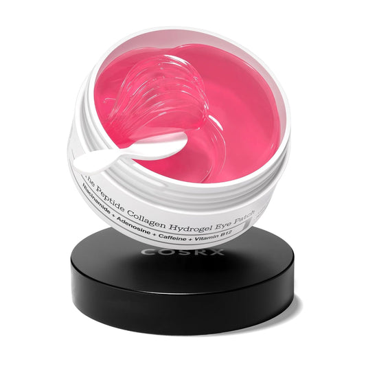 HOTCOSRX Pink Peptides Collagen Hydrogel Eye Patch for Puffy Eyes, Cooling & Firming Under Eye Patches with 4-Peptide & Caffeine (60), Depuffing Gel Eye Mask, Korean Skin Care