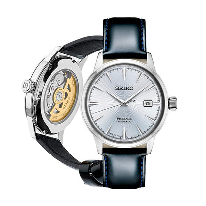 HOTSEIKO Presage Cocktail Time Automatic Watch for Men | Patterned & Gradated Dial, Golden Numerals and Date Calendar, 50m Water-Resistant, 41-Hour Power Reserve