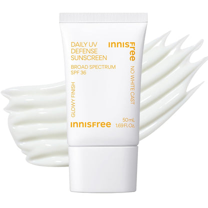 HOTinnisfree Daily UV Defense SPF 50+ PA++++ Korean Face & Body Sunscreen, Broad Spectrum, Invisible Finish, No White Cast, Lightweight, Hydrating