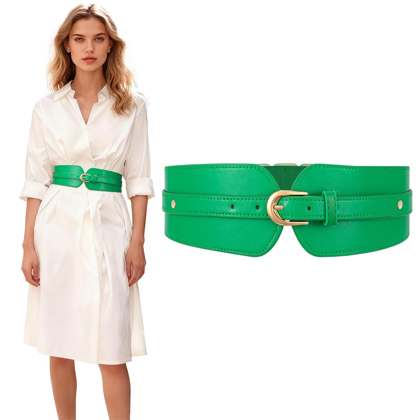 HOTSUOSDEY Womens Wide Elastic Waist Belt for Dress Ladies Stretch Cinch Belt for Women