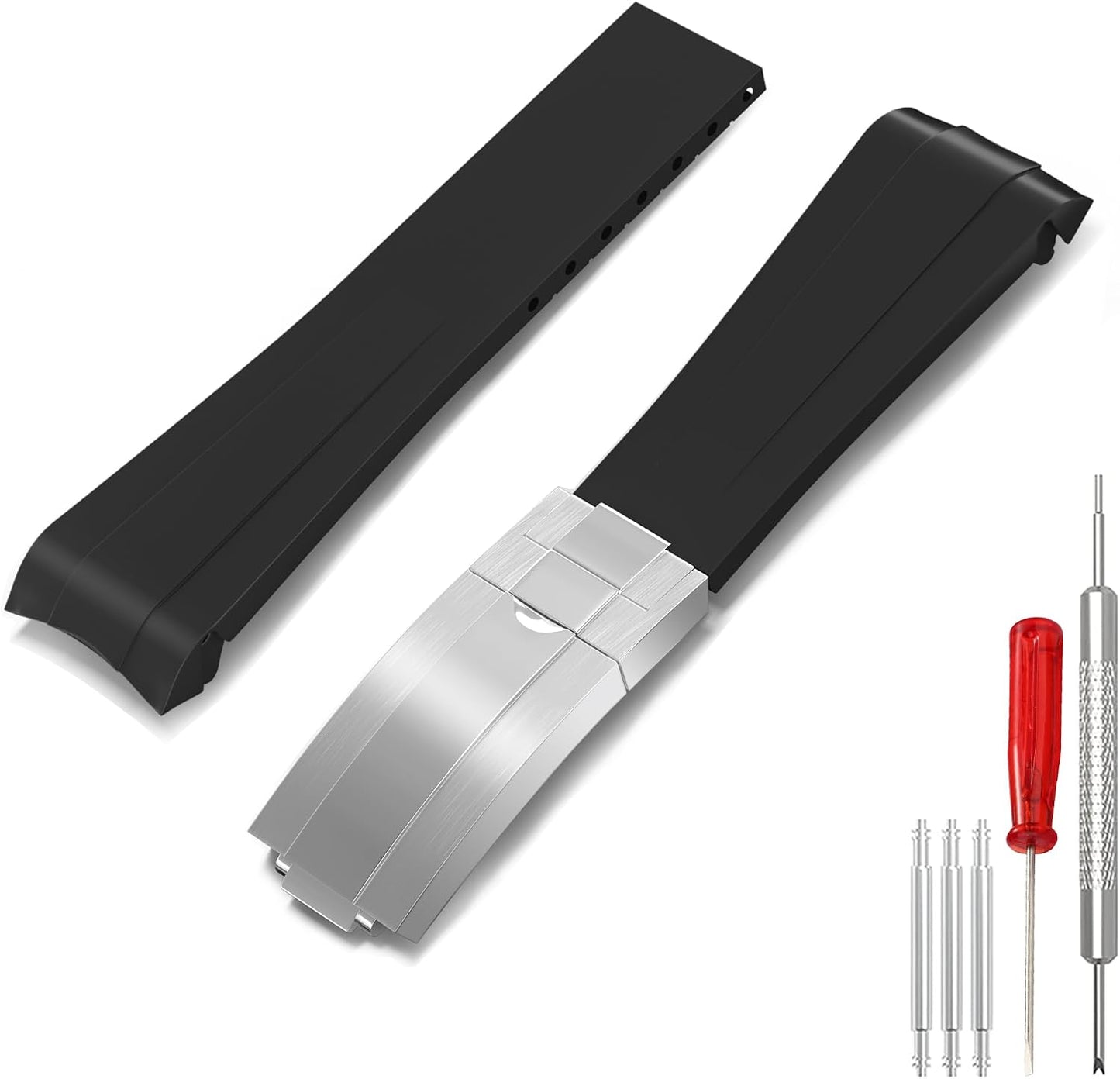 HOT20mm Watch Band for Rolex Rubber Strap 20mm for Men & Women Watches-Replacement Curved Lug End Watch Strap Colors:Black, Blue,Green 20mm 21mm 22mm
