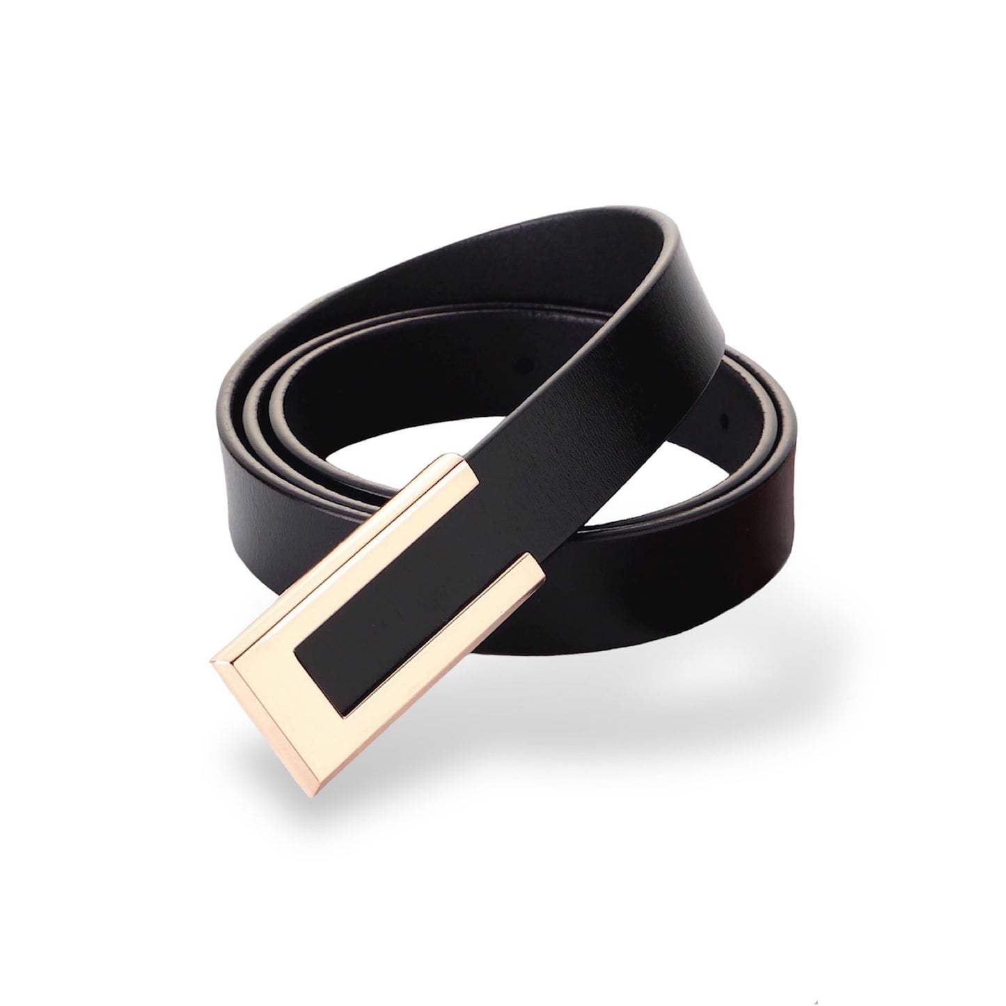HOTWomen's Belt Genuine Leather Belts Durable Waist Belt Gold Color Buckle Waistband For Pants, Jeans, Width 0.80"