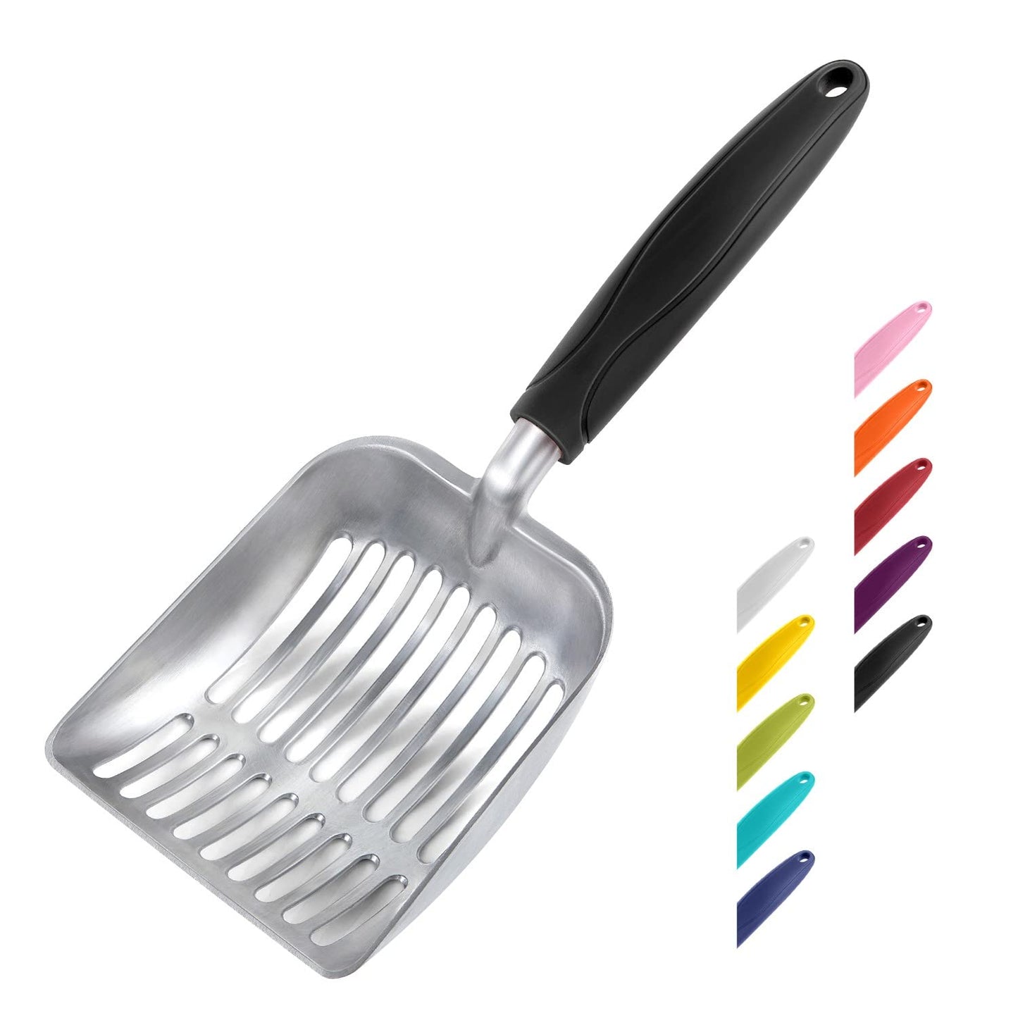HOTWePet Cat Litter Scoop, Aluminum Alloy Sifter, Kitty Metal Scooper, Deep Shovel, Long Handle, Poop Sifting, Kitten Pooper Lifter, Durable, Heavy Duty, for Litter Box
