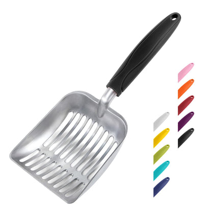 HOTWePet Cat Litter Scoop, Aluminum Alloy Sifter, Kitty Metal Scooper, Deep Shovel, Long Handle, Poop Sifting, Kitten Pooper Lifter, Durable, Heavy Duty, for Litter Box