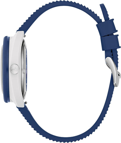 HOTBulova Men's Snorkel - America's 250th Sail 4th Special Edition: 41mm White Hybrid-Ceramic Case with a Blue Rubber Strap & Red Dial (Style: 98B474)