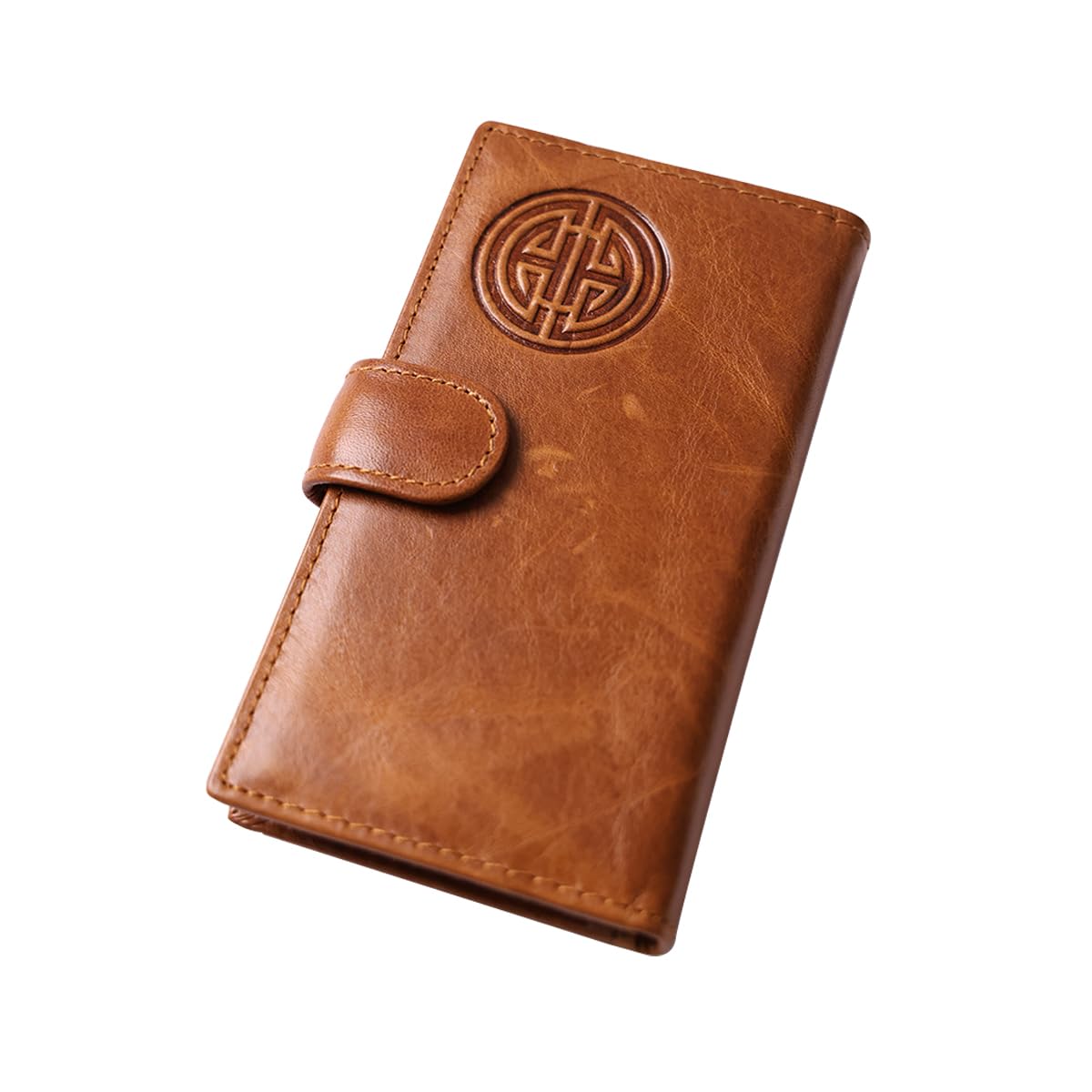 HOTIrish Leather Women's Wallet: Celtic Knot Embossed RFID-Blocking Bifold – Large Capacity, Durable Design for Daily Use, Travel & Style (brown)