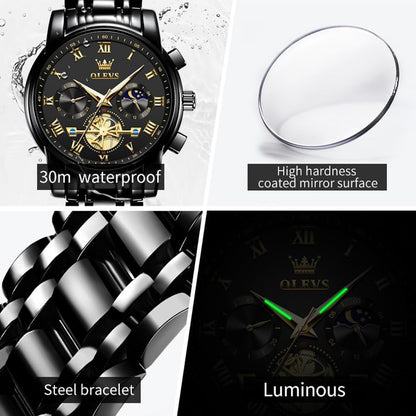 HOTOLEVS Watches for Men with Date Luxury Big Face Waterproof Mens Wristwatch Analog Dress Two Tone Stainless Steel Man Watch Luminous Relojes De Hombre Calendar(Green/Blue/Black Dial