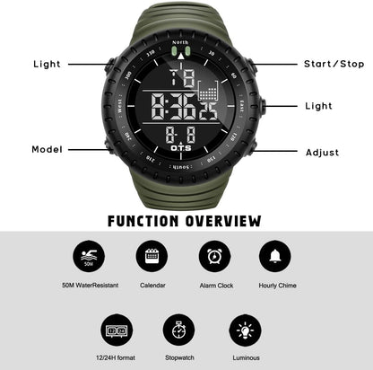 HOTPALADA Men's Digital Sports Watch Waterproof Tactical Watch with LED Backlight Watches for Men