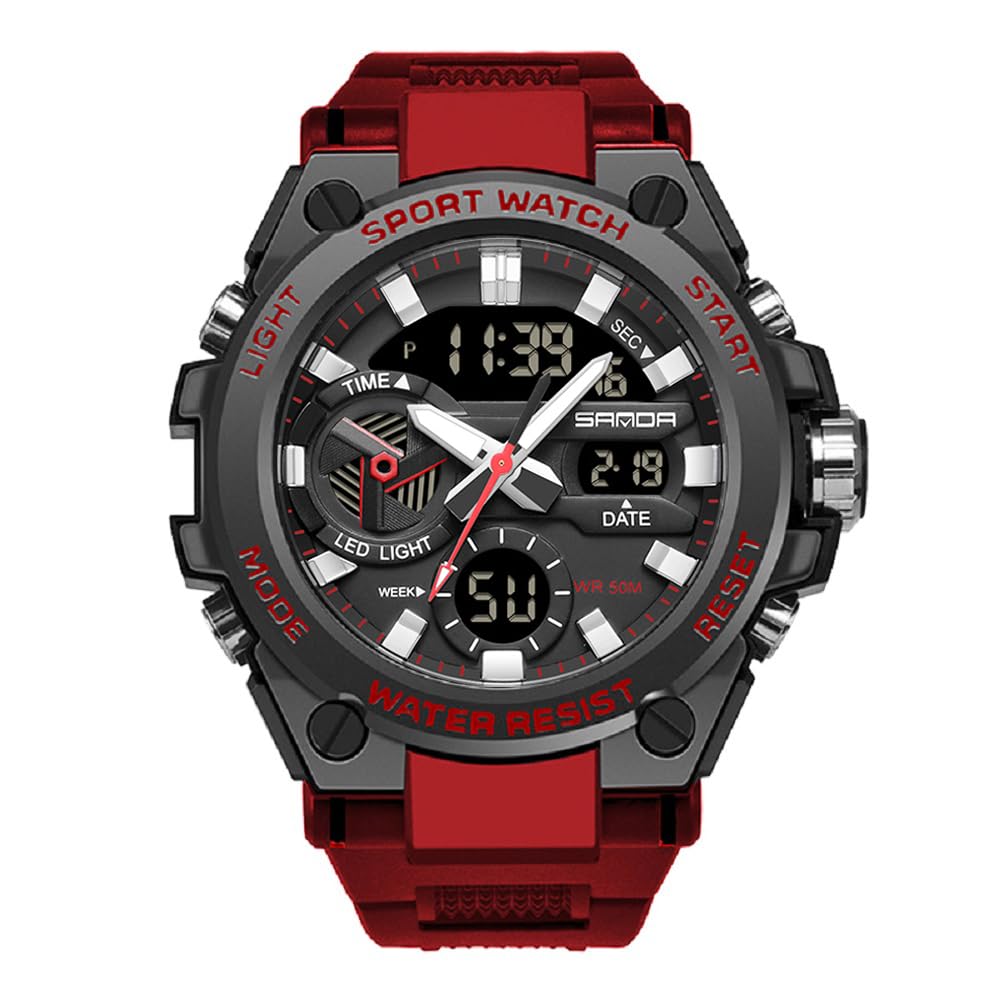 HOTKXAITO Men's Watches Sports Outdoor Waterproof Military Watch Date Multi Function Tactics LED Alarm Stopwatch