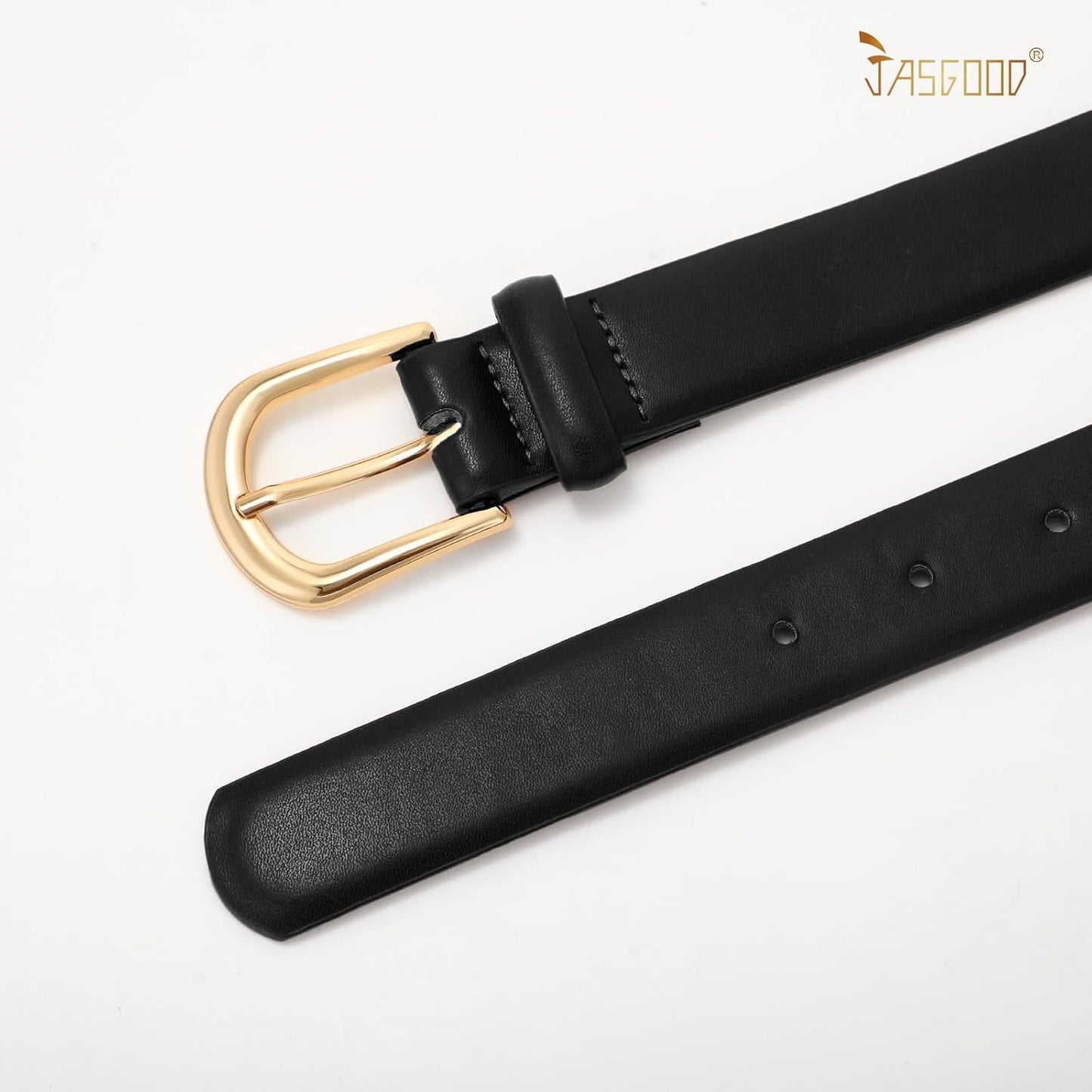 HOTJASGOOD Leather Belt Women Belts for Jean Pants with Gold Buckle Fashion Ladies Waist Belt