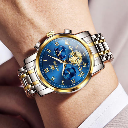 HOTOLEVS Mens Watches Waterproof Stainless Steel Adjustable Bracelet Watch Quartz Analog Watch for Men Fashion Business Classic Mens's Wrist watch's Casual Watches Gold/Blue/Black/White/Face/Dial