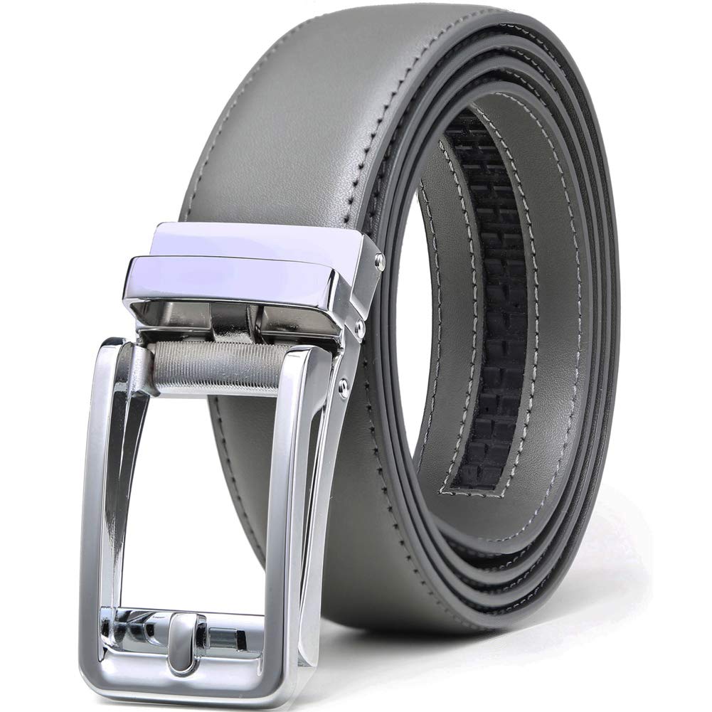 HOTFounders & C Men's Leather Ratchet Comfort Click Belt Dress with Slide Buckle -Adjustable Trim to Fit