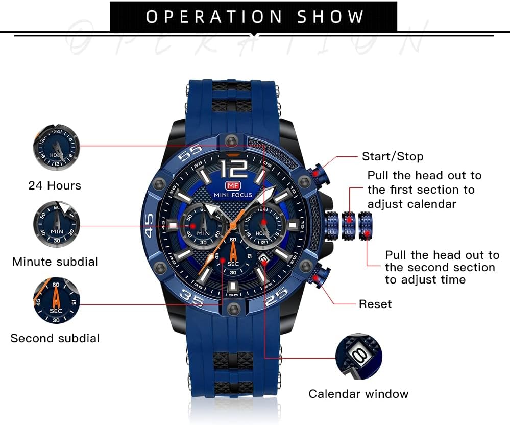 HOTAIMES Watch for Men Sport Military Waterproof Chronograph Mens Watches Analog Quartz Big Face Classic Stylish Fashion Casual Designer Business Work Wrist Watch Elegant Gift for Men