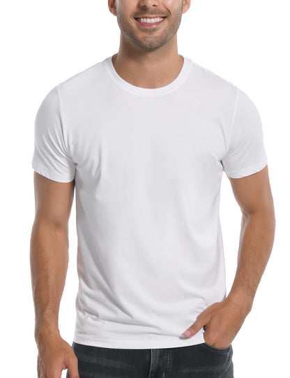 HOTPioneer Camp Mens Bamboo Shirts Ultra Soft Plain Tshirts for Men Cooling Crew Neck Casual Basic Tee Shirt Undershirt