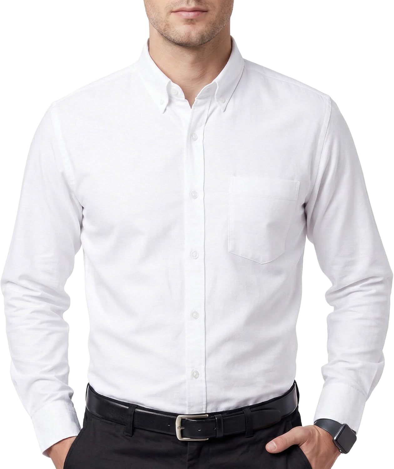 HOTCotton King Mens 100% Cotton Oxford Shirt Long Sleeve Dress Shirts for Men Button Down Work Casual Shirt with Pocket