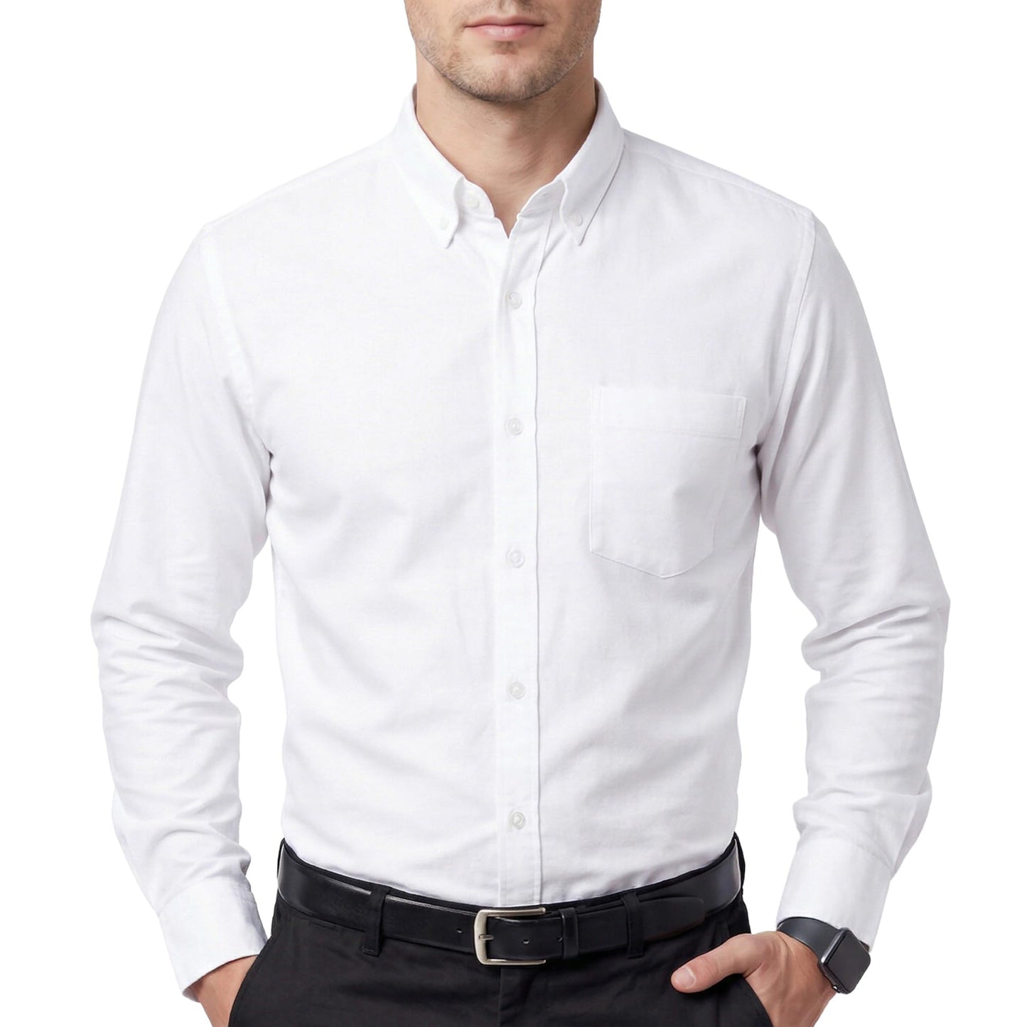 HOTCotton King Mens 100% Cotton Oxford Shirt Long Sleeve Dress Shirts for Men Button Down Work Casual Shirt with Pocket