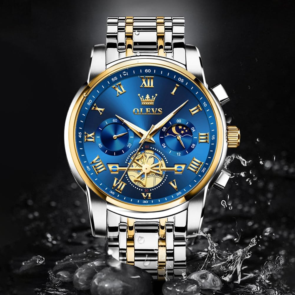 HOTOLEVS Watches Men Waterproof Luxury Big Face Mens Watch Stainless Steel Quartz Analog Dress Watches for Men Luminous Multifunction Man Watch Relojes De Hombre