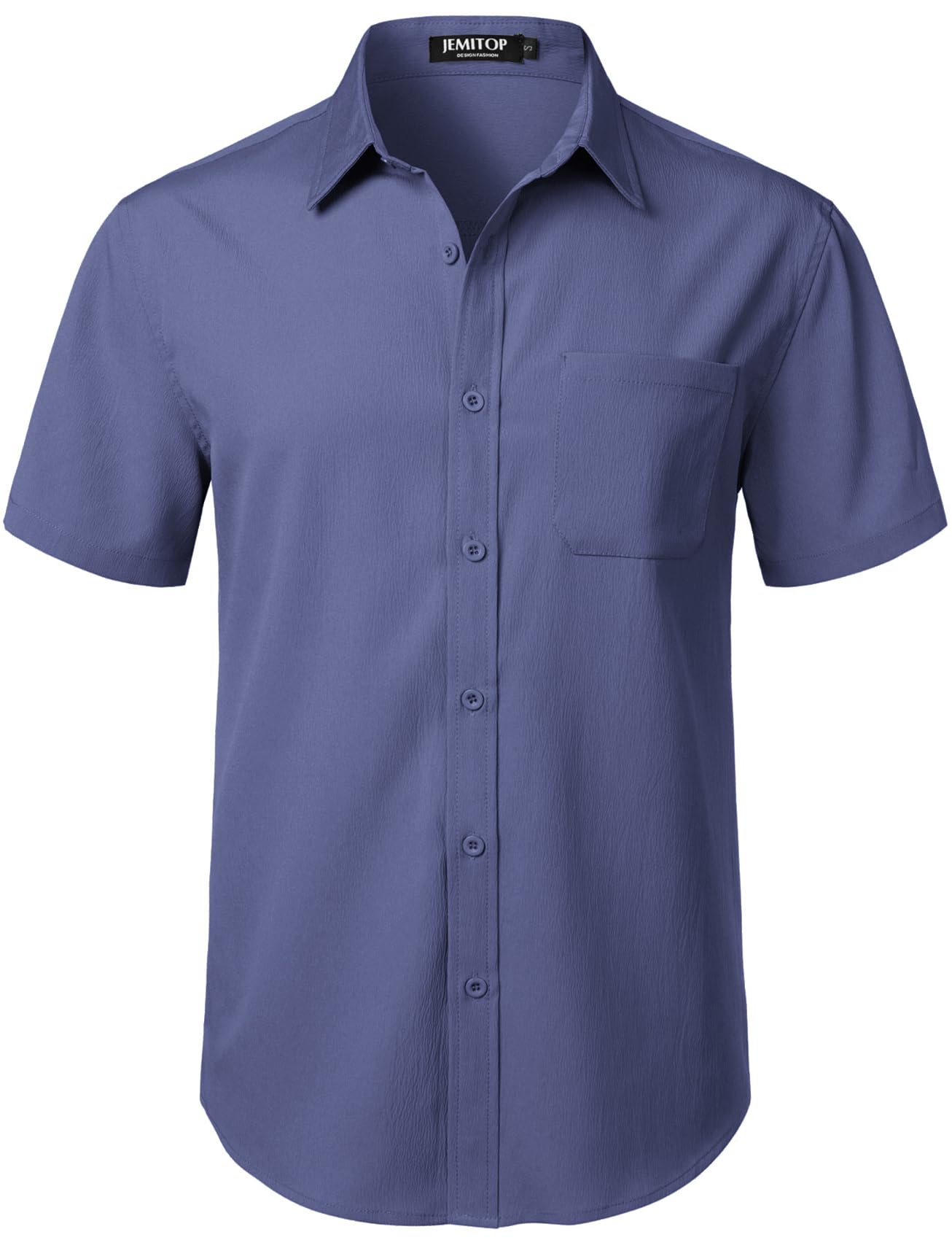 HOTJEMITOP Mens Stretch Wrinkle Free Texture Shirts | Lightweight, Summer, Beach, Stylish, Button Down, Short Sleeve, Casual, Vacation