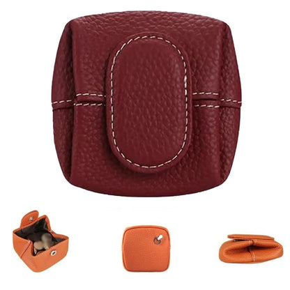 HOTMini Lychee Pattern Coin Purse, Leather Purses for Women, Coin Pouch Earphone Storage Bag with Key Buckle (Orange)