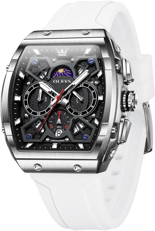 HOTOLEVS Watch Men Luxury Casual Square Skeleton Chronograph Watches