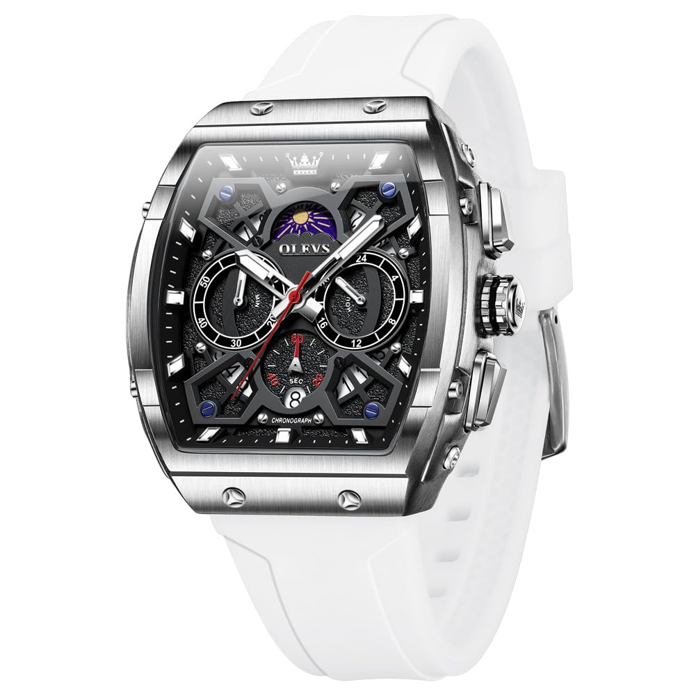 HOTOLEVS Watch Men Luxury Casual Square Skeleton Chronograph Watches