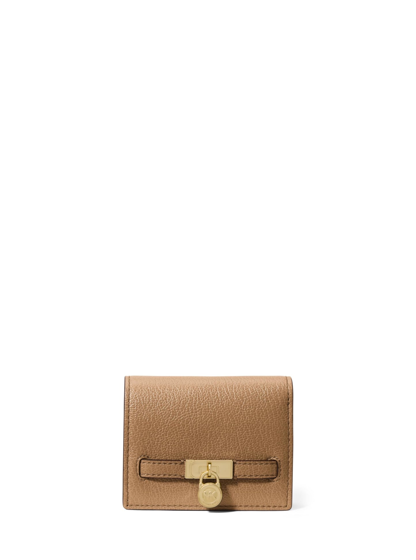 HOTMichael Kors Hamilton Small Compact Wallet, Gold-Tone Hardware/MK Signature Coated Twill/Brown/Black