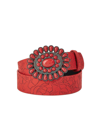HOTRoseSeek Women's Floral Vintage Western Belts Buckle Cowgirl Belts for Women