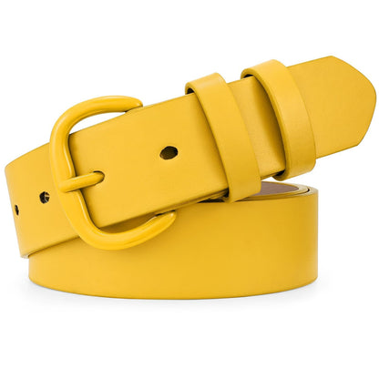 HOTWHIPPY Women Leather Belt for Jeans Pants Dresses Black Ladies Waist Belt with Pin Buckle