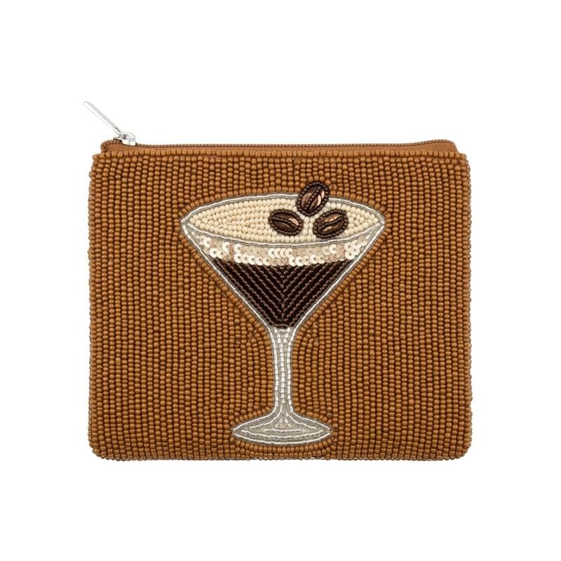 HOTBeaded Coin Purse Change Zipper Pouch Wallet Tacos & Tequila | Handmade Beadwork, Compact Organizer, Cash Holder, Card Storage, Makeup Pouch, Giftable Accessory, Everyday Carry