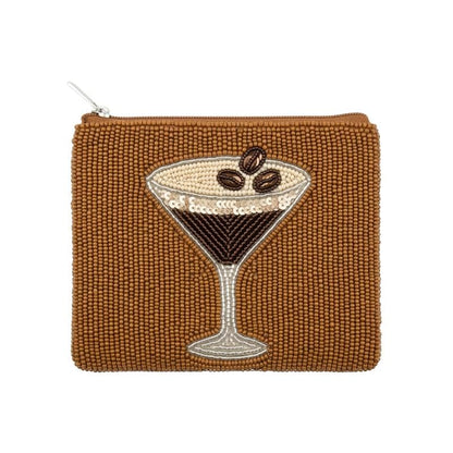 HOTBeaded Coin Purse Change Zipper Pouch Wallet Tacos & Tequila | Handmade Beadwork, Compact Organizer, Cash Holder, Card Storage, Makeup Pouch, Giftable Accessory, Everyday Carry