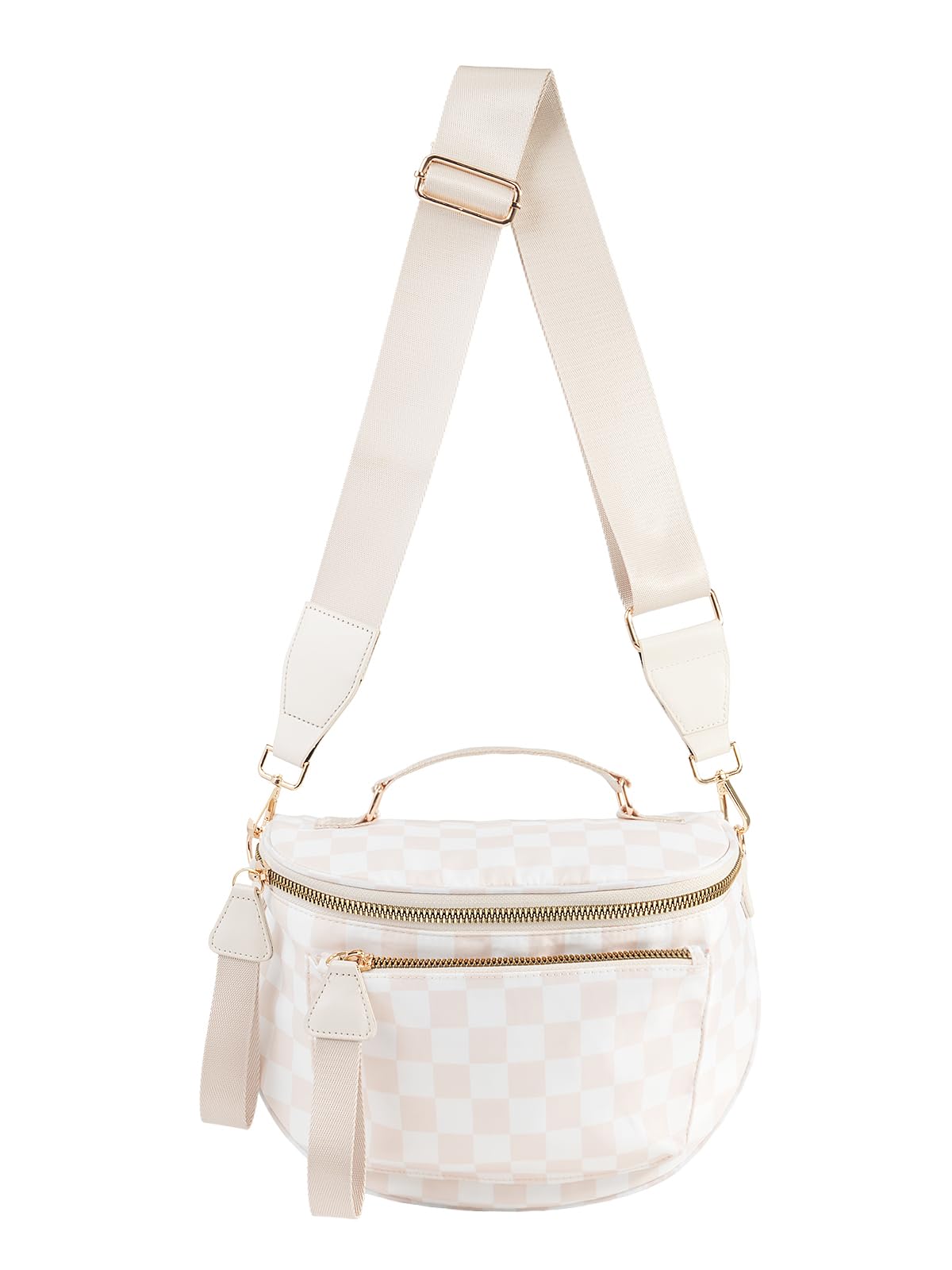 HOTBlack and White Checkered Crossbody Bag Bum Bag for Women,Spacious Checkered Purse Fanny Packs Belt Bag