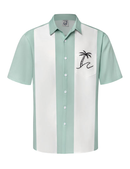 HOTHardaddy Men's Vintage Bowling Shirt Short Sleeve Button Down Hawaiian Summer Beach Printed Casual Shirts