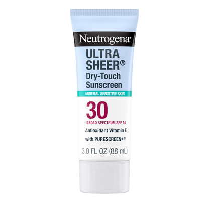 HOTNeutrogena Ultra Sheer Dry Touch Sunscreen Lotion SPF 45 Broad Spectrum UVA UVB Protection Lightweight Water Resistant up to 80 Minutes Oil PABA Oxybenzone Free, 2-pack of 3 fl oz