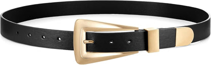 HOTWomen's Leather Belts for Jeans Pants Fashion Leather Waist Belt Ladies Dress Belts with Gold/Silver Buckle