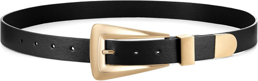 HOTWomen's Leather Belts for Jeans Pants Fashion Leather Waist Belt Ladies Dress Belts with Gold/Silver Buckle