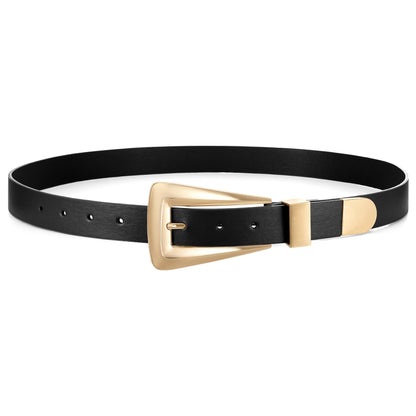 HOTWomen's Leather Belts for Jeans Pants Fashion Leather Waist Belt Ladies Dress Belts with Gold/Silver Buckle
