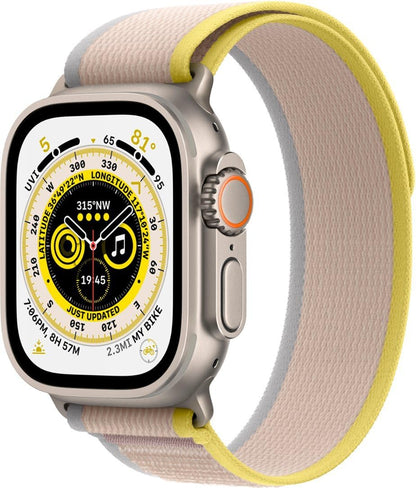 HOTApple Watch Ultra [GPS + Cellular 49mm] Titanium Case with Black/Gray Trail Loop, M/L (Renewed)