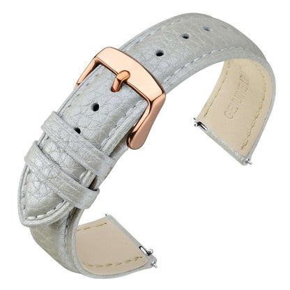 HOTANNEFIT Watch Band 18mm, Quick Release Textured Padded Leather Straps with Gold Buckle for Men and Women (Black)