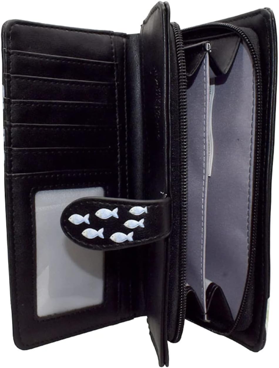 HOTShag Wear Under the Sea Marine Life Large Wallet 7" Black