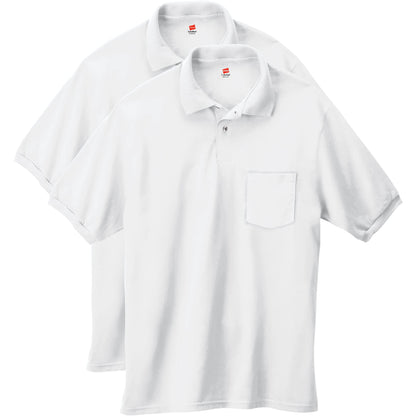 HOTHanes Men's Short Sleeve Jersey Pocket Polo (Pack of 2)