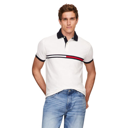 HOTTommy Hilfiger Men's Short Sleeve Cotton Pique Flag Graphic Polo Shirt in Custom Fit