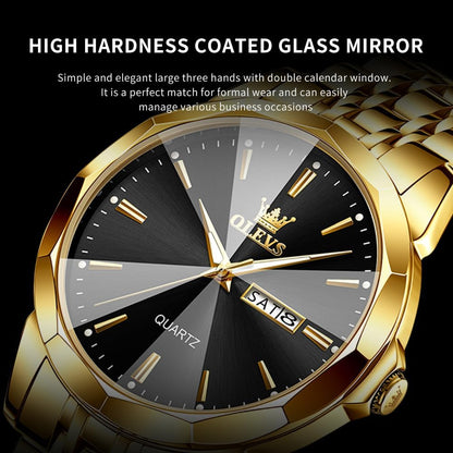 HOTOLEVS Watch for Men Diamond Business Dress Analog Quartz Stainless Steel Waterproof Luminous Date Two Tone Luxury Casual Wrist Watch Blue