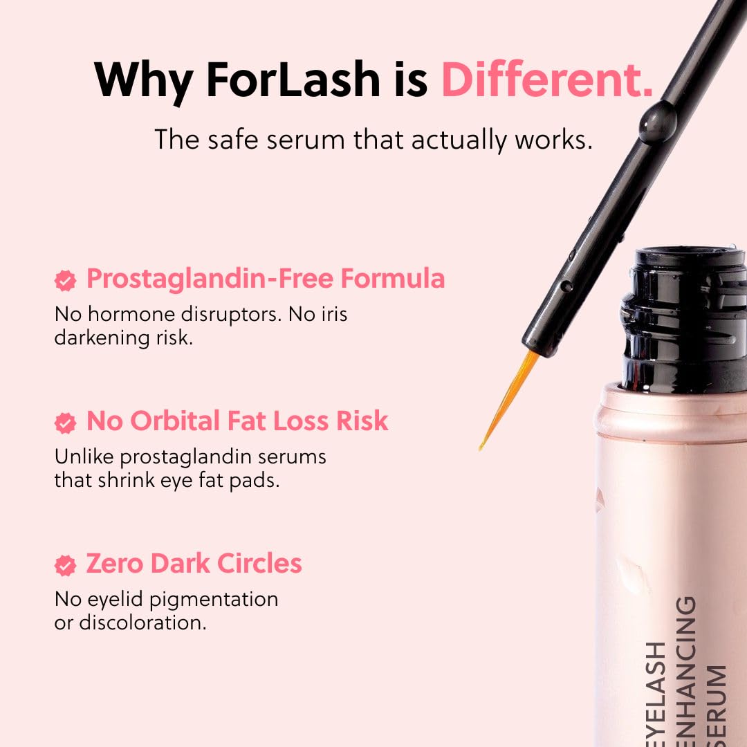 HOTForChics Prostaglandin-Free Eyelash Growth Serum – Longer, Fuller Lashes | Visible Results in 2 Weeks, Gentle for Sensitive Eyes, Repairs Over Processed Lashes, 3ml