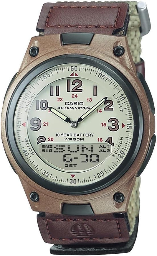 HOTCasio AW80 Series | Men’s Analog-Digital Watch | 50M Water Resistance | Multi Alarms | 100 SEC Stopwatch | Countdown Timer | World Map for World Time | LED Light | LC Display | 10 Year Battery